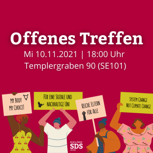 AachenSDS's tweet photo. Offenes Treffen. Kommt vorbei!
#Aachen #RWTH #rwthaachen #fhaachen #kathoaachen #dielinkesds #sds #politik #links #studium #antifa #feminismus https://t.co/Pju3p8JY9t