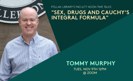 csufalumni's tweet photo. Join Tommy Murphy, tomorrow @ 12PM on ZOOM (link in bio or click here: https://t.co/72vKObfq7M) for our weekly noon time talks! In this week's presentation, Tommy will be presenting, "Sex, drugs and Cauchy’s Integral Formula."  
#CSUF #CalStateFullerton #PollakLibrary #Titans https://t.co/WHbB923lmv