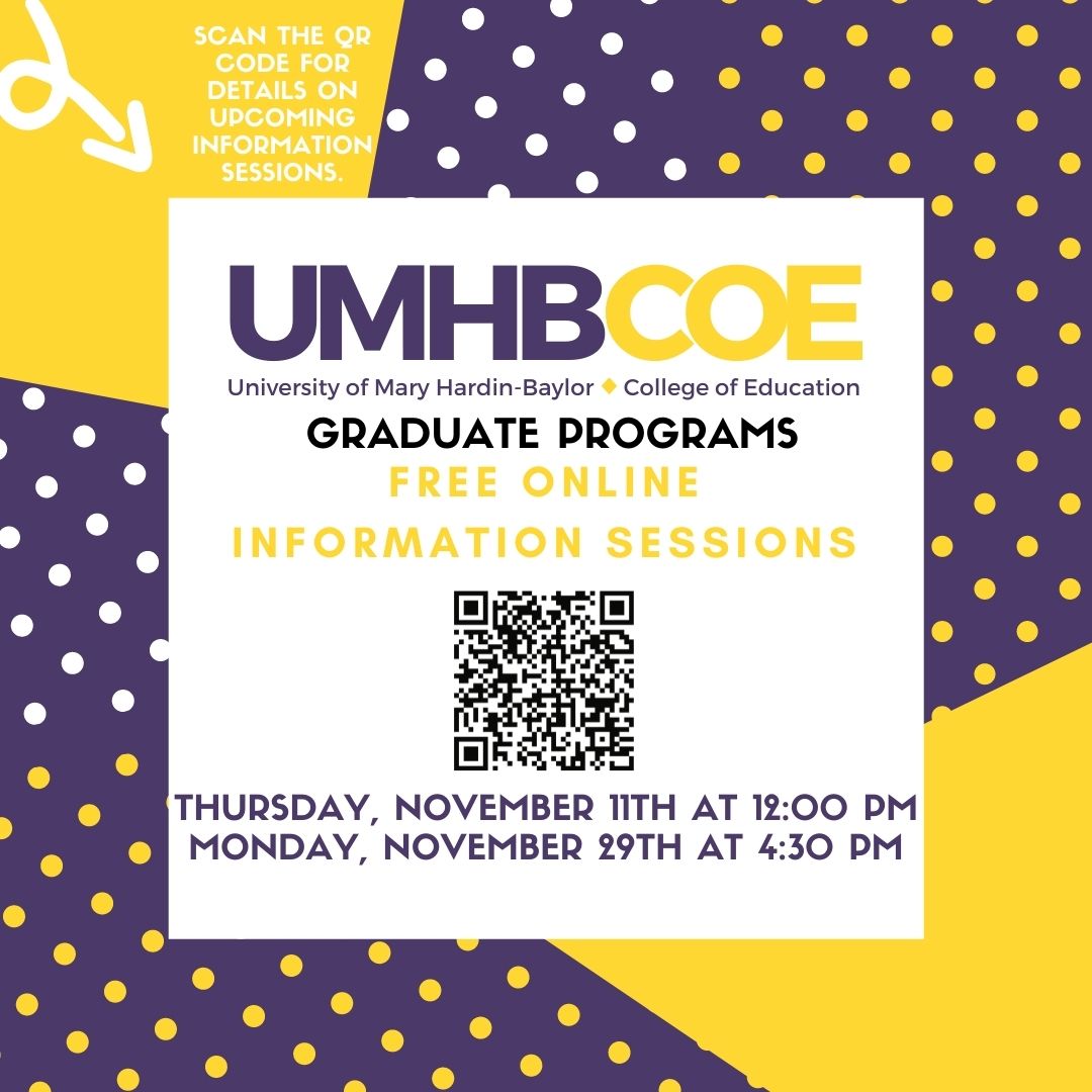 UMHB_COE's tweet photo. #UMHBCOE is hosting two more online information sessions this year! Join us and learn how you can become a certified teacher in one year! 
#Education #LeadTheWay https://t.co/IfeVwjOAbz