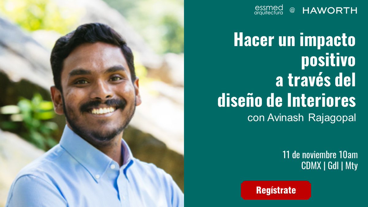 essmedarq's tweet photo. Únete el jueves 11 de noviembre, Avinash Rajagopal analizará cómo los diseñadores de interiores pueden abordar el clima, la salud y la equidad a través de nuevas herramientas y marcos.
https://t.co/aaO3n3FiRH https://t.co/HGUW2ub6e9