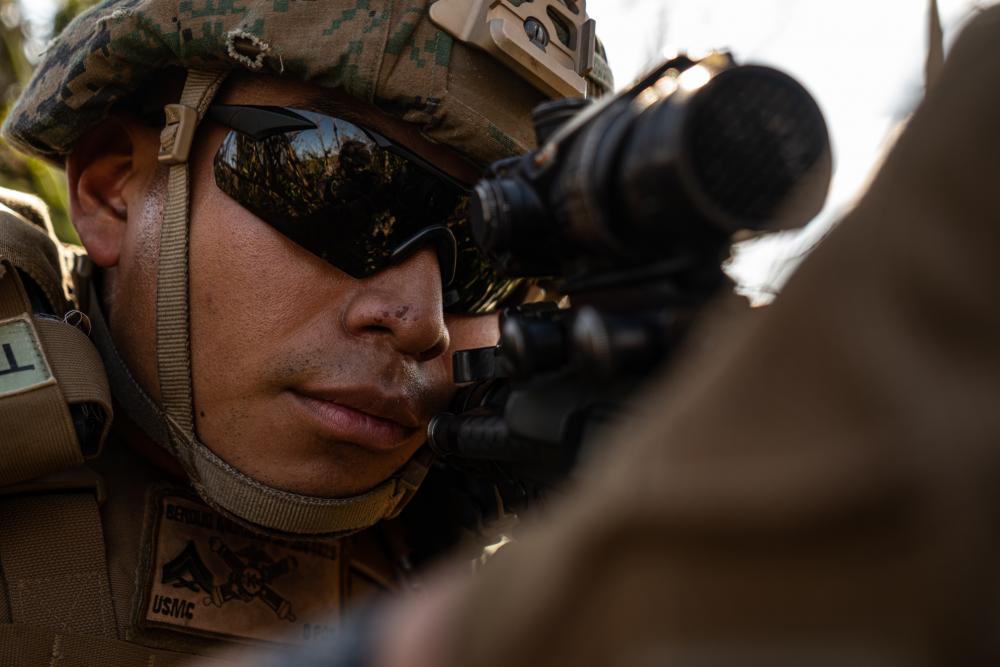 USPACOM's tweet photo. .@PacificMarines with the @3dMarineDivision strengthened precision firing capabilities during a #HMARS rapid aerial insertion mission in #IwoTo Japan for a #FreeAndOpenIndoPacific. https://t.co/4NSP8fukTI