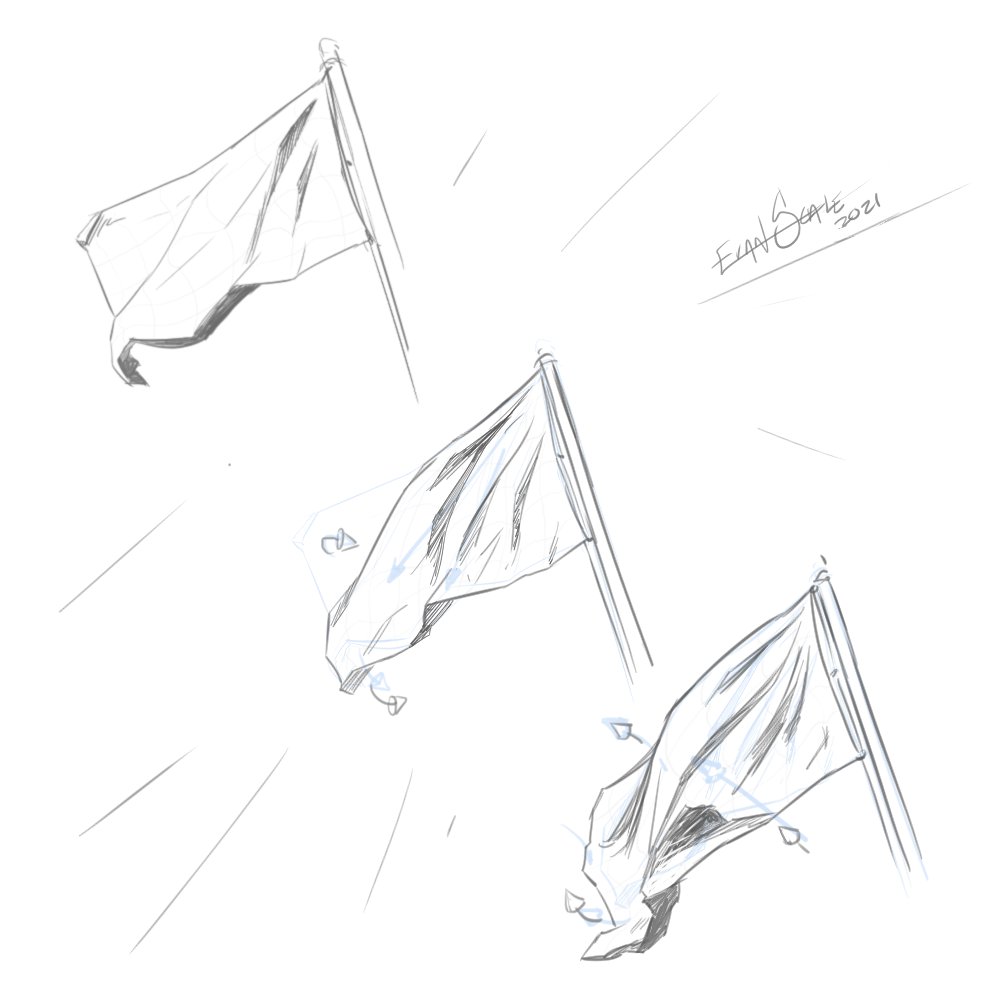 Waving Triangle Flag Drawing
