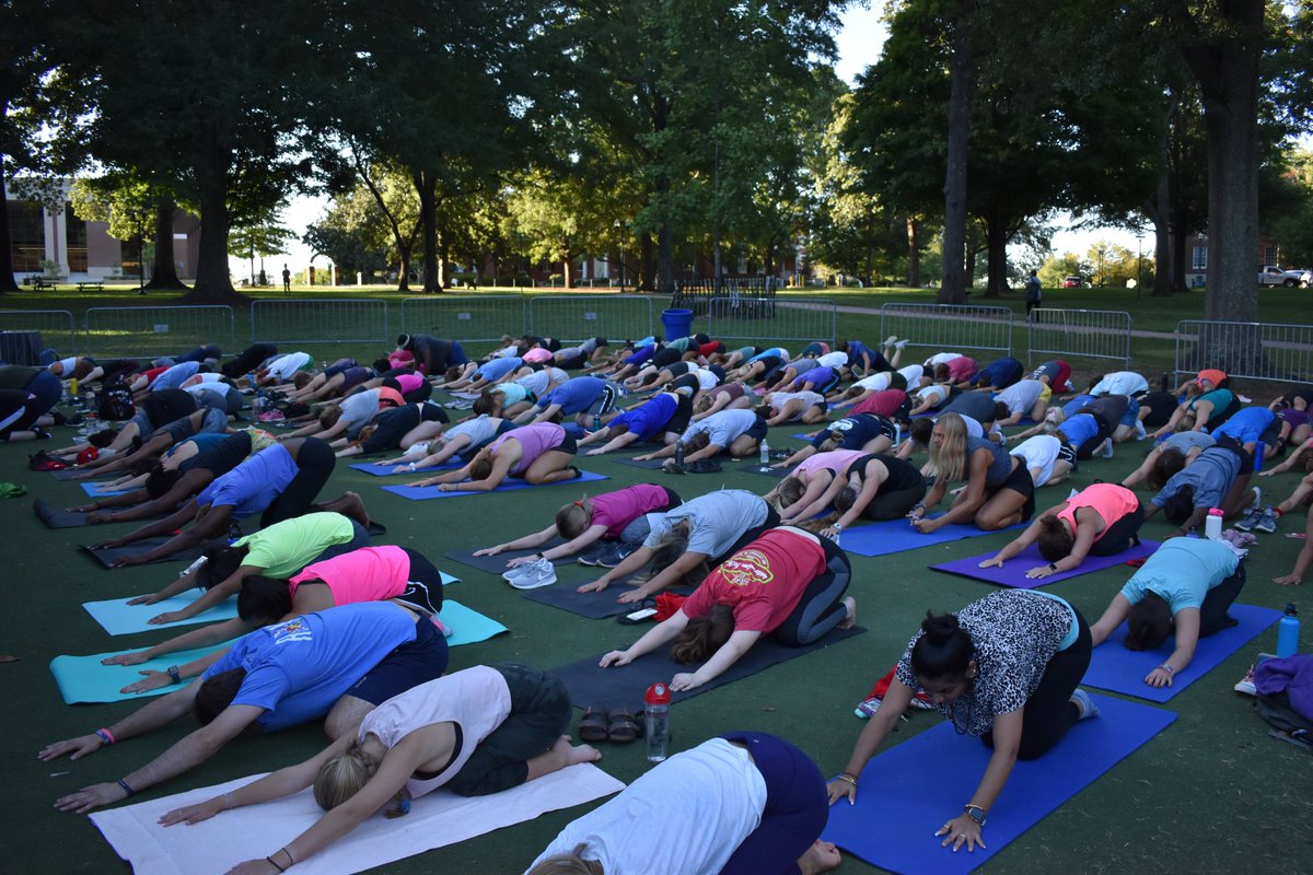 Join us 11/10 @ 11:30 am at the Pavilion patio for a relaxing yoga session! Wear something comfortable and bring a friend. Those in attendance will be entered for a chance to win an Ole Miss Fitness Fit Kit and Raising Cane's chicken tender coupons. See u there!