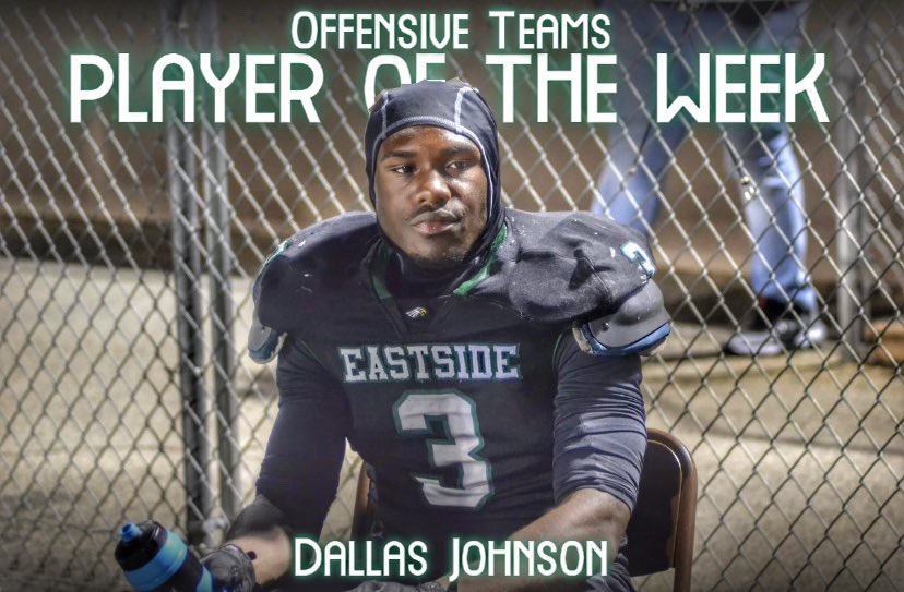 EastsideFB's tweet photo. 🗣 @Bullritos Covington - Players of the Week from last week’s win against Greenbrier:

@dallas12_dj - 38 Carries - 214 Rushing Yards - 4 TDs
@DvonDuplessis - 5 Solo Tackles + 5 Assist = 10 Total Tackles
@JaydonFain - 5/5 PATs 🦵
@KalenStapp - 🦅🦅🦅

#WeBleedGreen #OurStandard https://t.co/dibnr6g24E