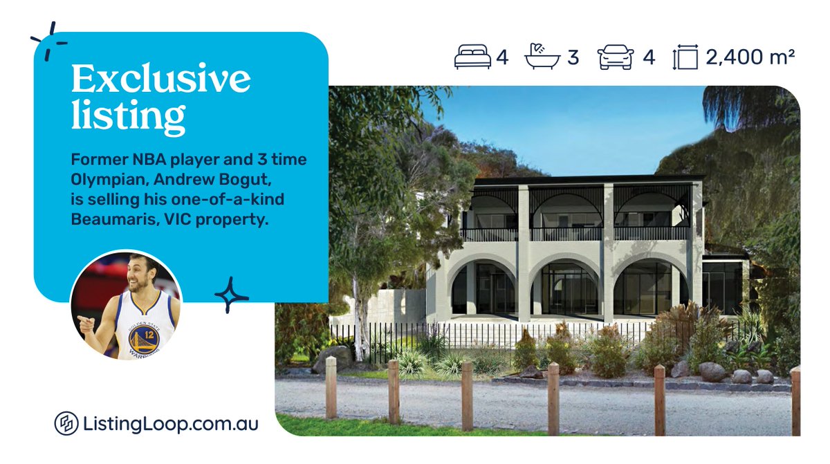 ListingLoop's tweet image. Former NBA player and 3 time Olympian 
@andrewbogut is exclusively listing his Beaumaris home for sale on @ListingLoop. Option to keep existing home or develop the residence that Bogut envisioned. Approved plans and architectural renderings included. 
bit.ly/3wroTcT