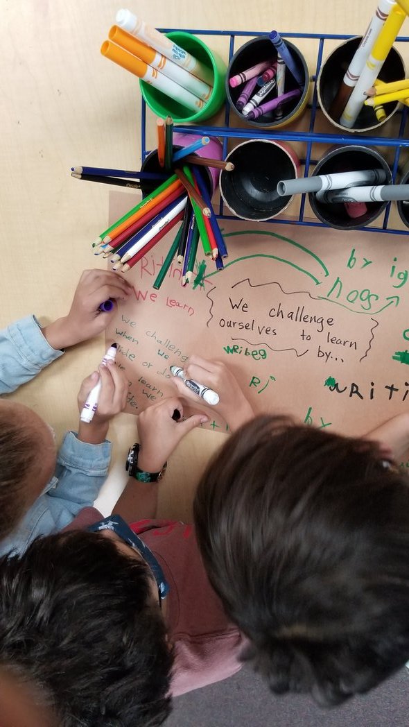 Being a learner means being reflective about and responsible for our thinking. Here, students collaborate and think deeply to define and discover learning function. #dmheights