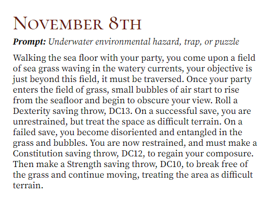 EldritchCreates's tweet photo. #Swashbucklvember sails on with Day #8's entry, a puzzling encounter on the seafloor brought to you by @Echophox. If you really get stuck, just... call for... kelp...
#SeaOfSouls #ttrpg #homebrew #dnd #dnd5e #seafaring #worldbuilding #ItsATrap https://t.co/jxQAnk1HHF