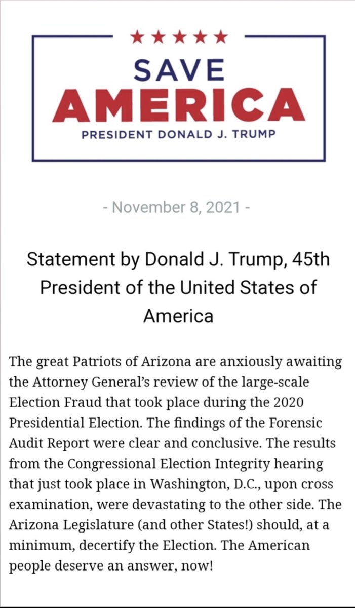 President Trump “The American people deserve an answer now!”

#DecertifyThe2020Election