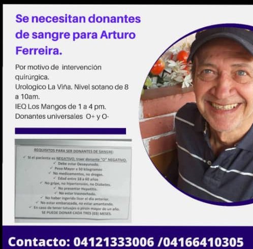 Compañeros Comunidad Universitaria, ARTURO FERREIRA,  hermano del vicerector Ferreira requiere de nuestra solidaridad. Expresemosla de la mejor manera que podamos. La mano Sanadora de Jesús de la Misericordia lo cubra.