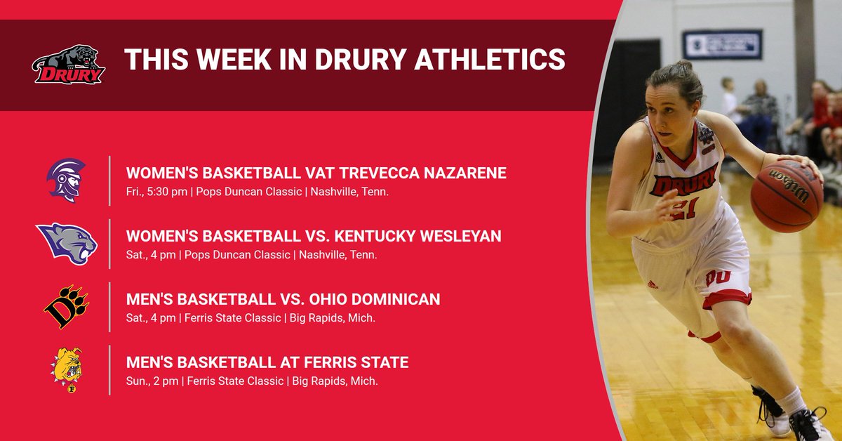 drurypanthers's tweet photo. This Week in Drury Athletics - @drurywsoc hosts the GLVC semifinals &amp; finals, volleyball Senior Day is Friday, both DU basketball teams in action this weekend https://t.co/LP0aH93efW