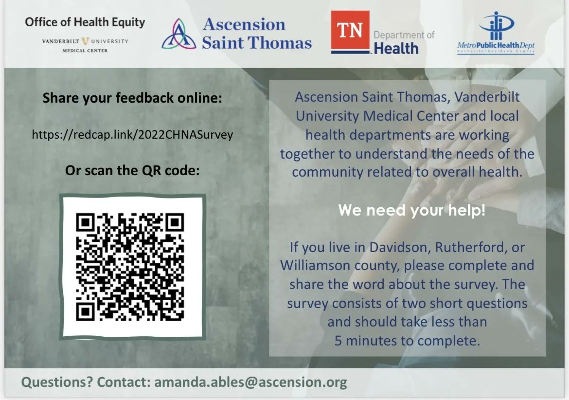 Our friends at <a href="/Ascensionorg/">Ascension</a> Saint Thomas and <a href="/VUMChealth/">Vanderbilt Health</a> need your help! buff.ly/3bXQDfu