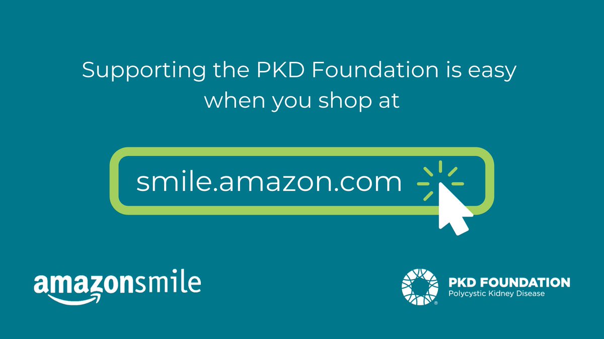 When online shopping, don’t forget to shop through AmazonSmile and select the PKD Foundation as your charity. AmazonSmile will donate a portion of your purchases so you can enjoy great deals and give back! ➡️ smile.amazon.com