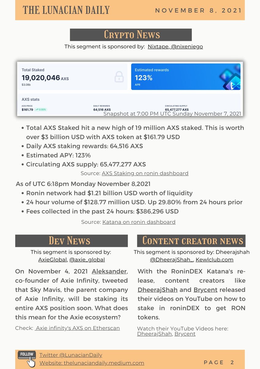 LunacianDaily's tweet photo. The Lunacian Daily first ever issue is now live! UTC MONDAY NOVEMBER 8, 2021! PDF link coming real soon. But for now, here are the JPEG files of the PDF. Please bare with us. Page 1-4 out of 13. https://t.co/NfI6LTsv0G