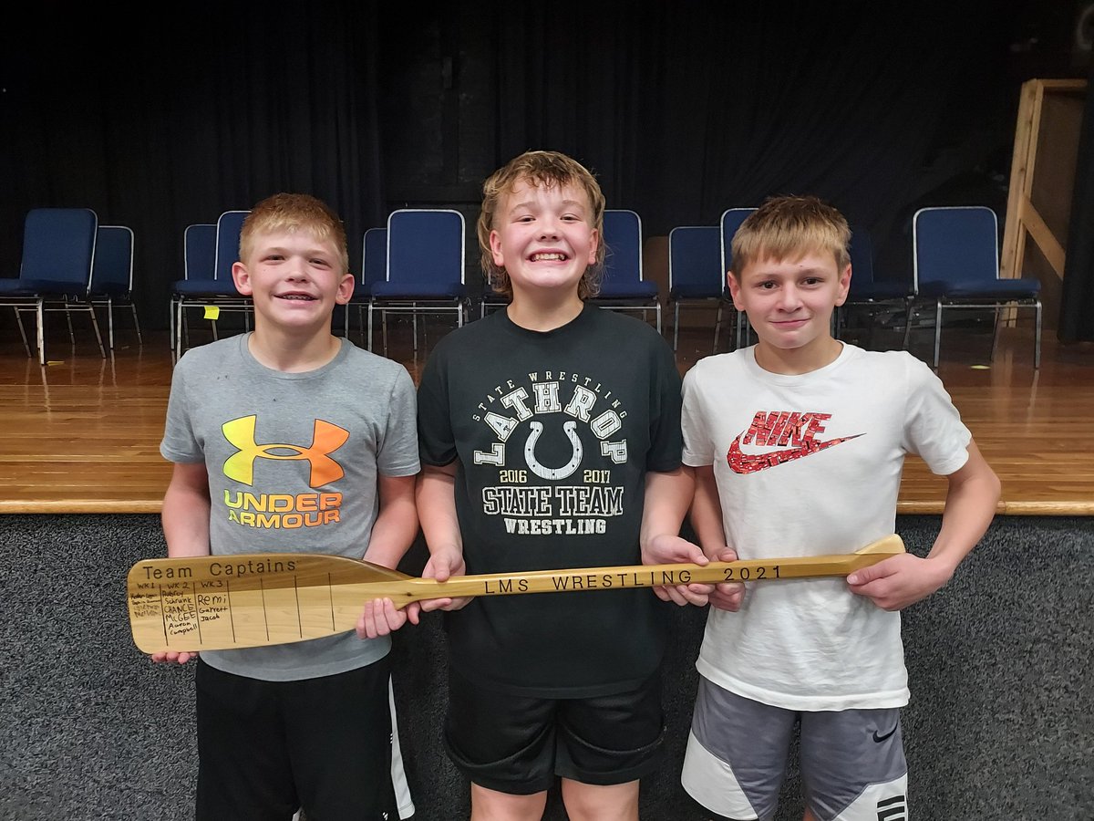 m_tichenor's tweet photo. We head out to compete at our first wrestling meet tomorrow and these three were chosen to be this week's team captains. Cograts Jacob, Remi, and Garrett. We have the tools, we have good leaders, we are ready! @lathropschools @LathropAthleti1 #RollMules https://t.co/eQ9N1YdRnn