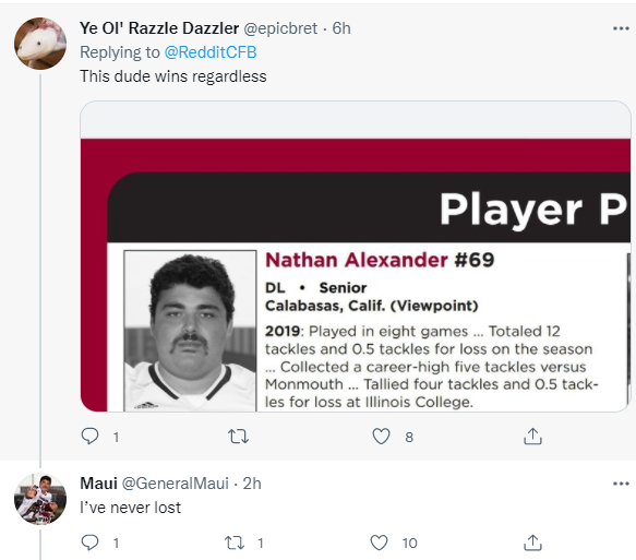 The first ever Heisman winner, Jay Berwanger, went to the University of Chicago. Could Nathan Alexander be Chicago's 2nd?