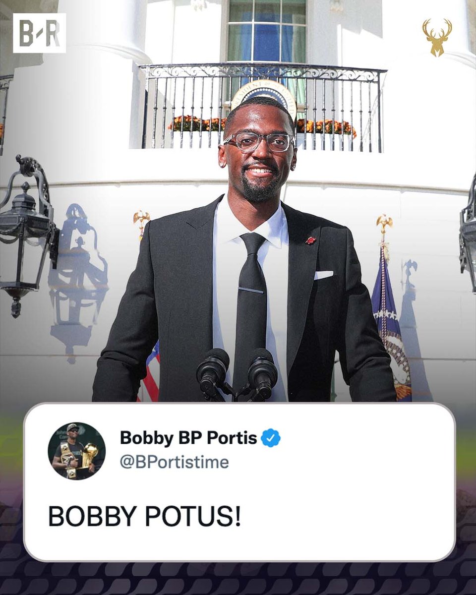 BleacherReport's tweet photo. Bobby Portis after visiting the White House 🤣

(via @BPortistime, @Bucks) https://t.co/mQ1b4Sr341