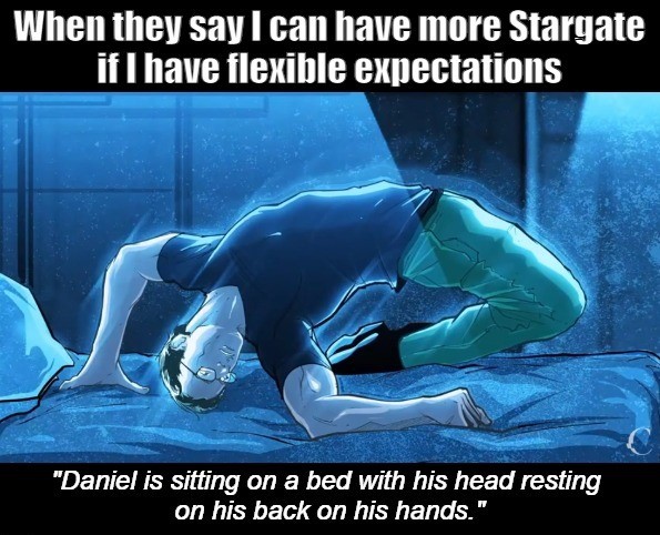 SpectrumInSpace's tweet image. 2 days late, but thanks so much @TheCompanionApp and everyone on the #StargateAI livestream for the most hilarious evening I've had in ages. Watched it with two friends while eating pizza and laughing until we cried, repeatedly. 10/10 would watch AI-generated Stargate again! 🤣