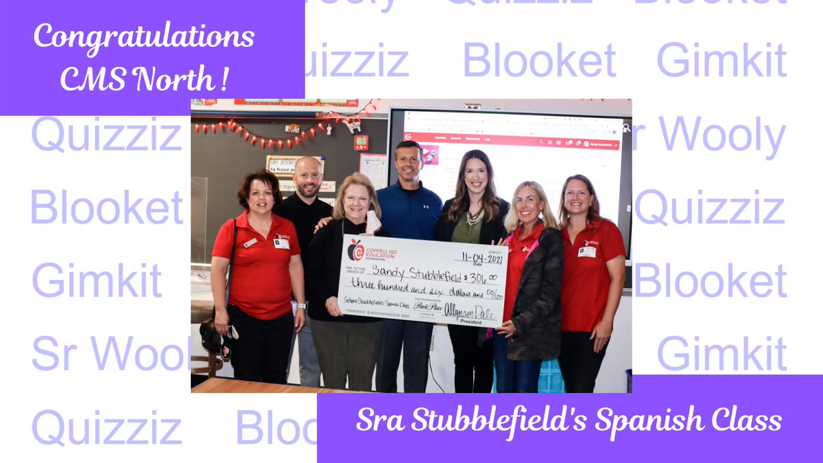 Coppell ISD Education Foundation (@coppellisdef) on Twitter photo Congratulations to Sandy Stubblefield and <a href="/CoppellNorth/">Coppell MS North</a> for having their grant, Sra Stubblefield's Spanish Class, funded by the community! Congratulations to Sandy Stubblefield and <a href="/CoppellNorth/">Coppell MS North</a> for having their grant, Sra Stubblefield's Spanish Class, funded by the community!