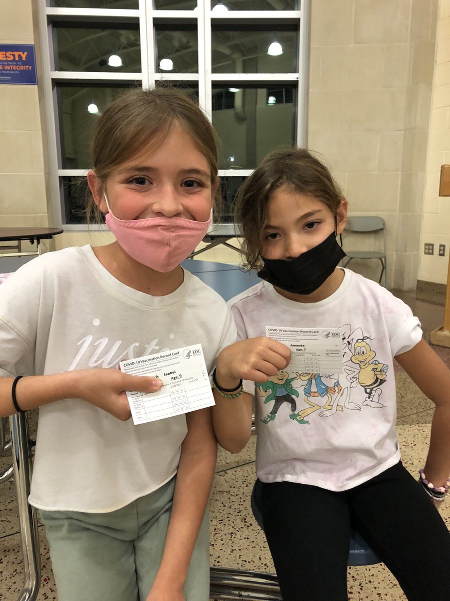 davidfreireich's tweet photo. If only these girls were this happy after getting the flu shot. Thank you @UpperDubSuper for coordinating this vax clinic. #COVIDVaccineKids https://t.co/cTh3qF1KzN