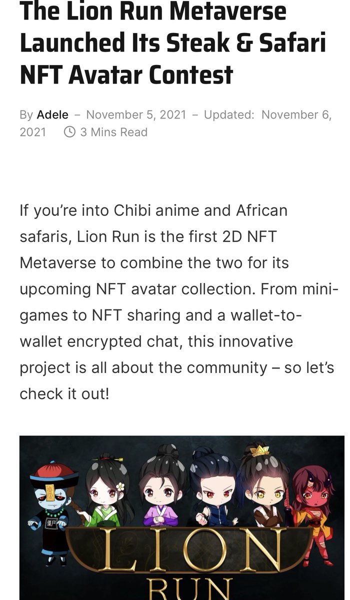 millionhq's tweet photo. Excellent article by “NFT Evening” on #LionRun, the up and coming Metaverse using #MillionToken as currency! 🚀 

👉 https://t.co/oumkcMkNYY https://t.co/T9JX98SBXL