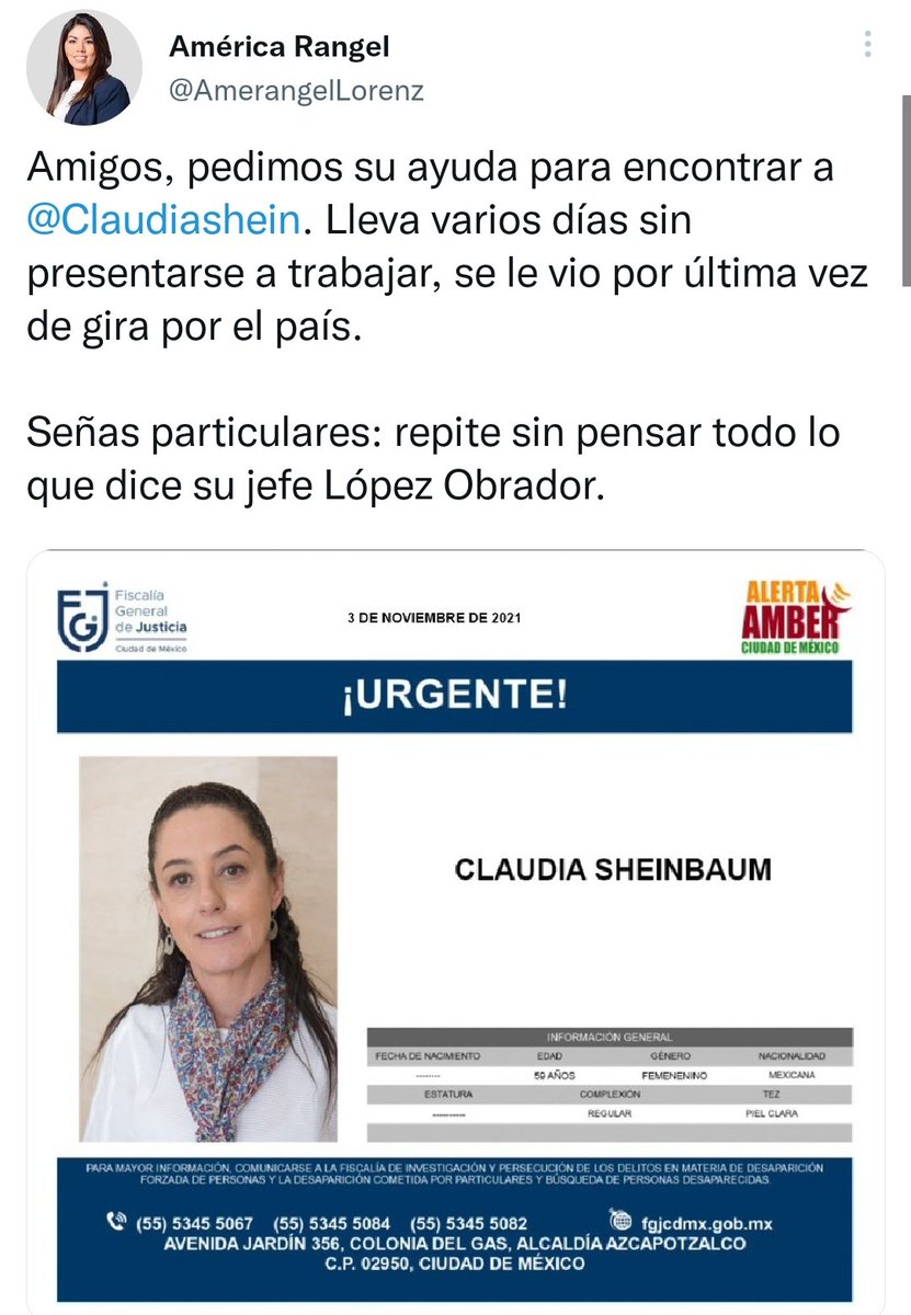 Les dije que <a href="/AmerangelLorenz/">América Rangel</a> no es la más brillante. A la voxipanista le encanta mofarse del dolor ajeno, en este caso minimiza el hecho de aparecer en una boleta de persona desaparecida.