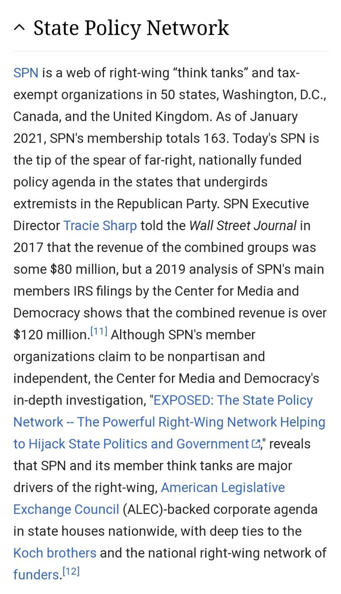 gal_suburban's tweet photo. Today's SPN is the tip of the spear of far-right, nationally funded policy agenda in the states that undergirds extremists in the Republican Party.
@EXPOSEDbyCMD: State Policy Network - Powerful Right-Wing Network Helping to Hijack State Politics & Gov https://t.co/FW2exTvGLB https://t.co/a0ggkSfEtL