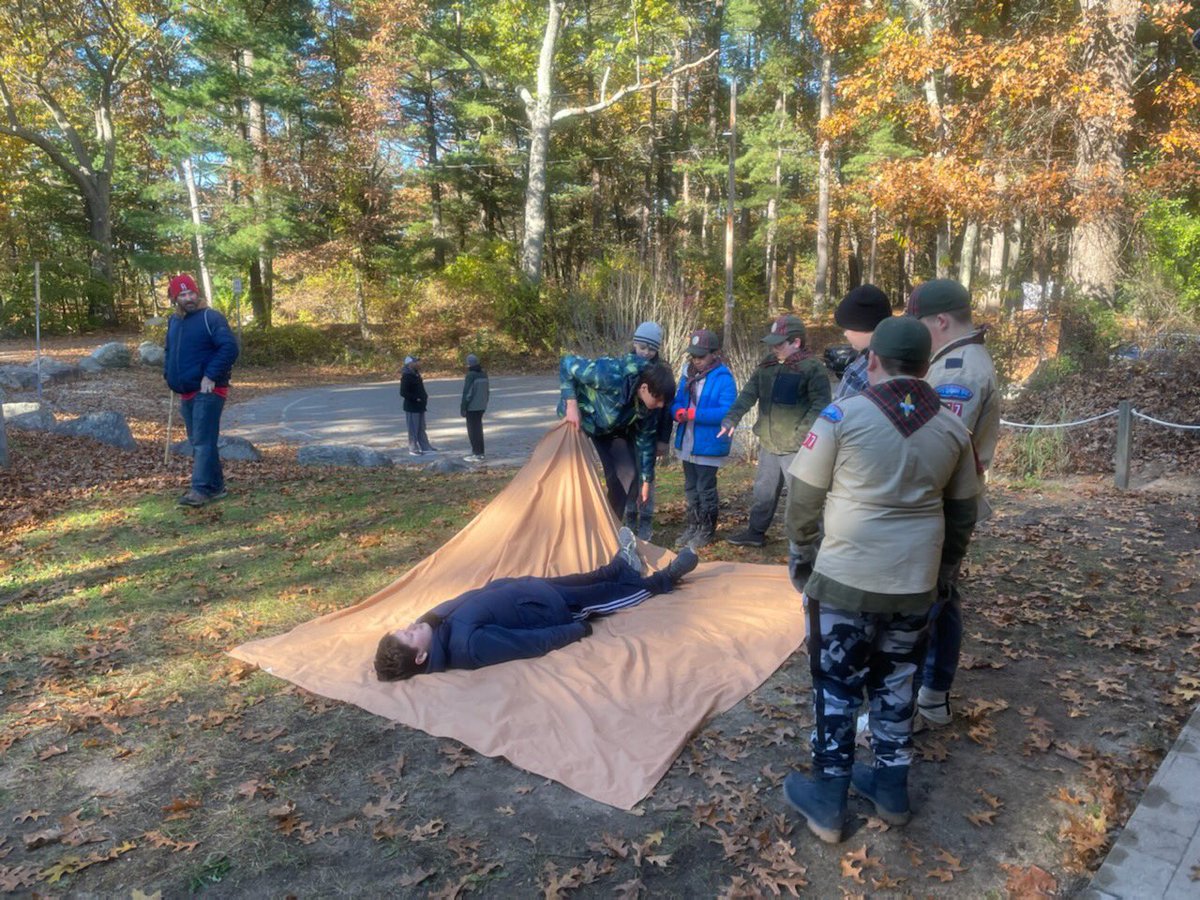 Troop 75 Patrol Leader Sergey leading an impromptu First Aid Training.