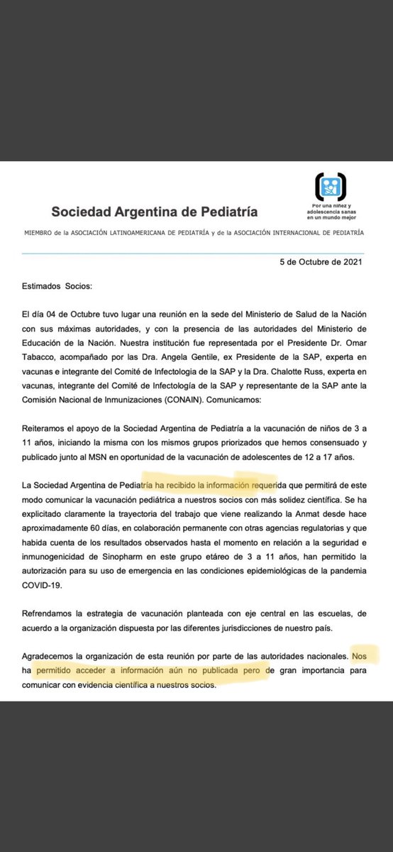 fdagiau's tweet photo. El documento de la Sociedad Argentina de Pediatría del 5/10 dice DOS veces, que habían visto la documentación .
Su Ex Presidente ahora lo niega. https://t.co/8CwKRtCrP1