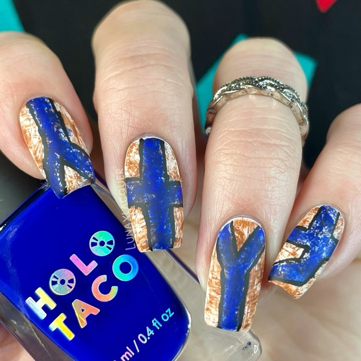 lunaxlacquer's tweet photo. Almost forgot to share the nails I did for #StrangerThingsDay ! It's Will's tunnel drawings from Season 2. Can't wait for Season 4 @Stranger_Things #StrangerThings #holotaco #nailart #strangerthingsnails https://t.co/uc3ij745TQ