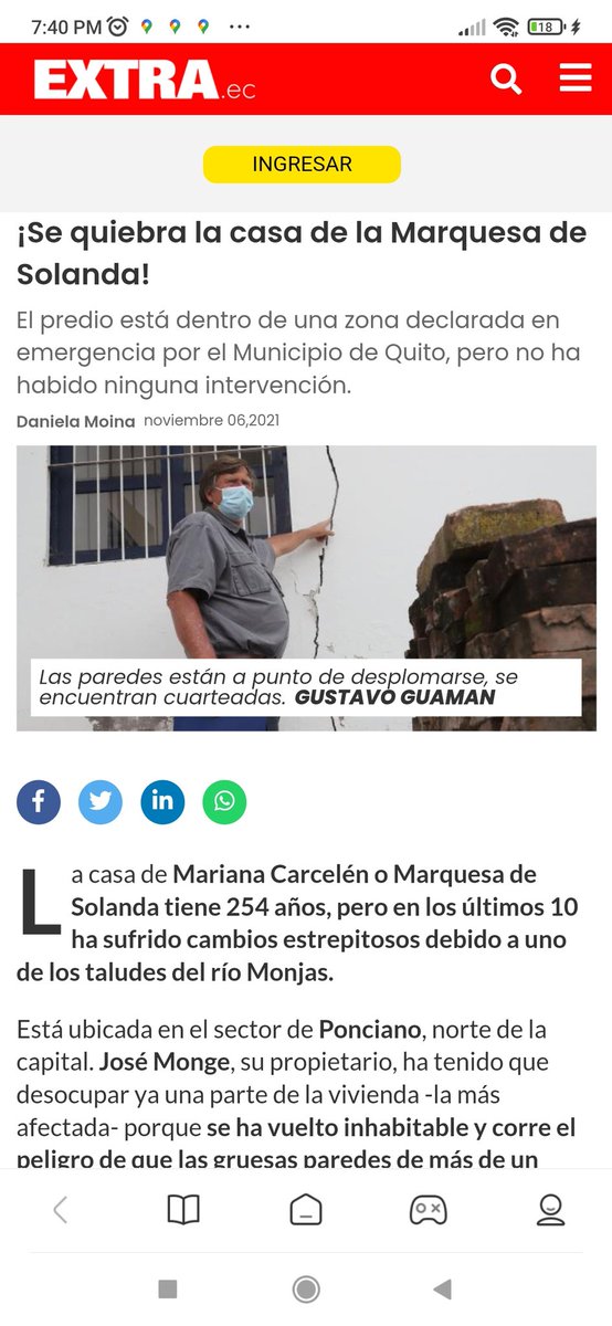 EsteffaP's tweet photo. La casa de #Marqueza de Solanda de 250 años sigue perdiendo terreno. 
#DeclaracionDeEmergencia Día 33 y seguimos esperando acciónes. 
Nota completa: https://t.co/hUYTKP2k2K
@DiarioExtraEc https://t.co/N9x9fjRR8c