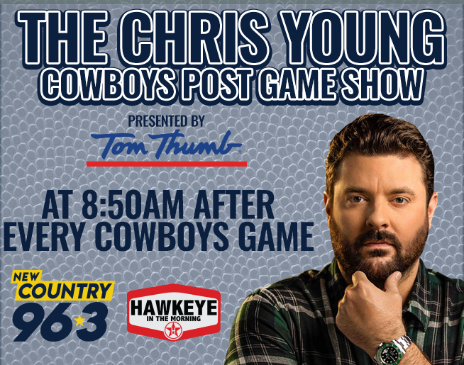 963kscs's tweet photo. Did you miss today's @ChrisYoungMusic Cowboys Post Game Show, presented by @TomThumb_Stores? Listen to the podcast &amp; find out why Chris tells us not to panic after the loss to Denver. Pus, Chris Young calls Hawkeye out for not know his ABCs. It's all here https://t.co/22BsYnYbtj https://t.co/4j19jrFRQZ