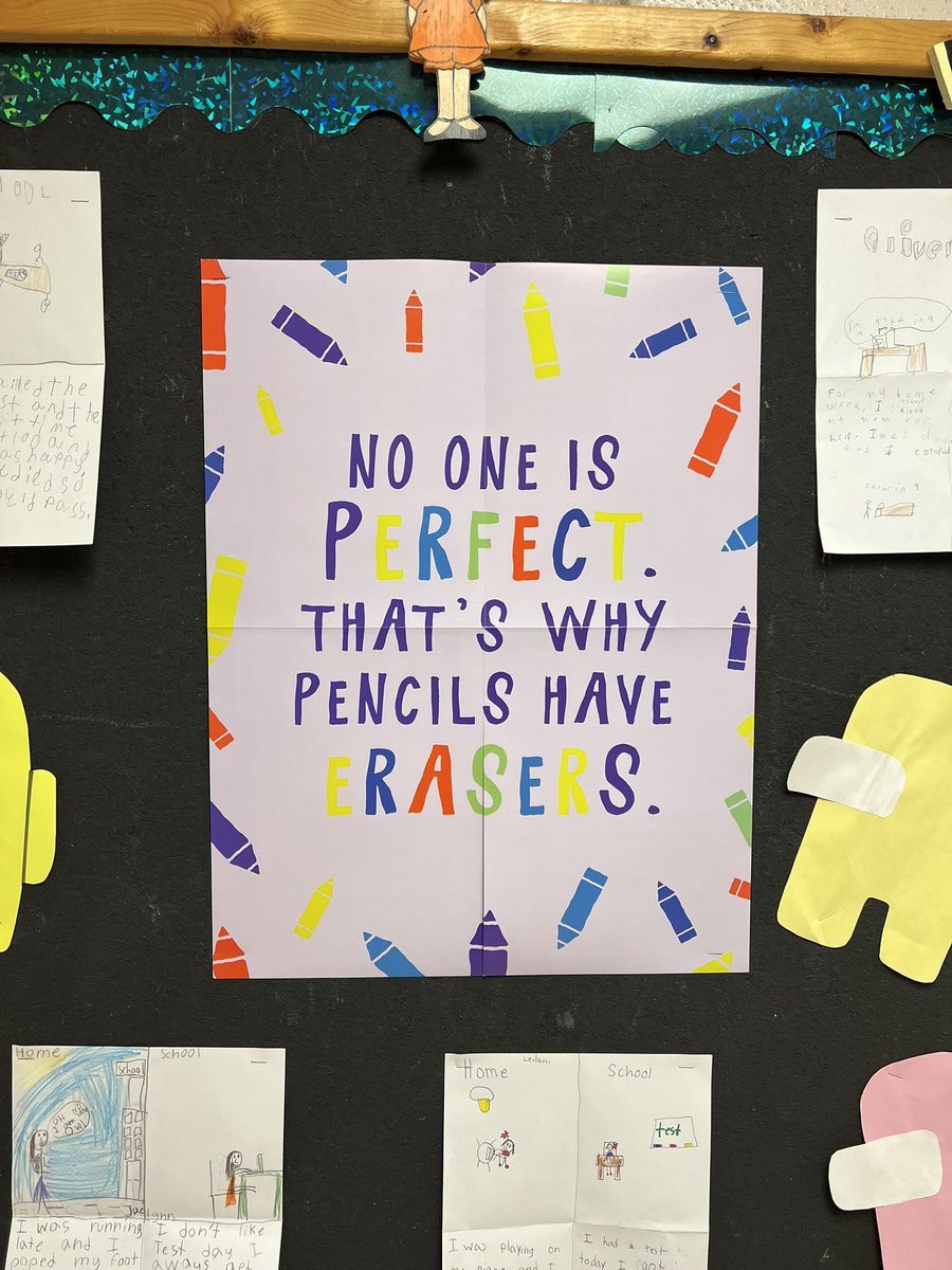 Ljuarez_IES's tweet photo. No one is perfect, I agree! We all make mistakes, but it’s what we learn from them that makes us stronger and wise💪🏼💡. Thank you for such a great message for our 3rd graders Ms. Funes! I ❤️ your bulletin board🥰. #WolfpackStrong🐺 #LeadWithYour❤️ #TeamSISD https://t.co/WKqrwVlCDv