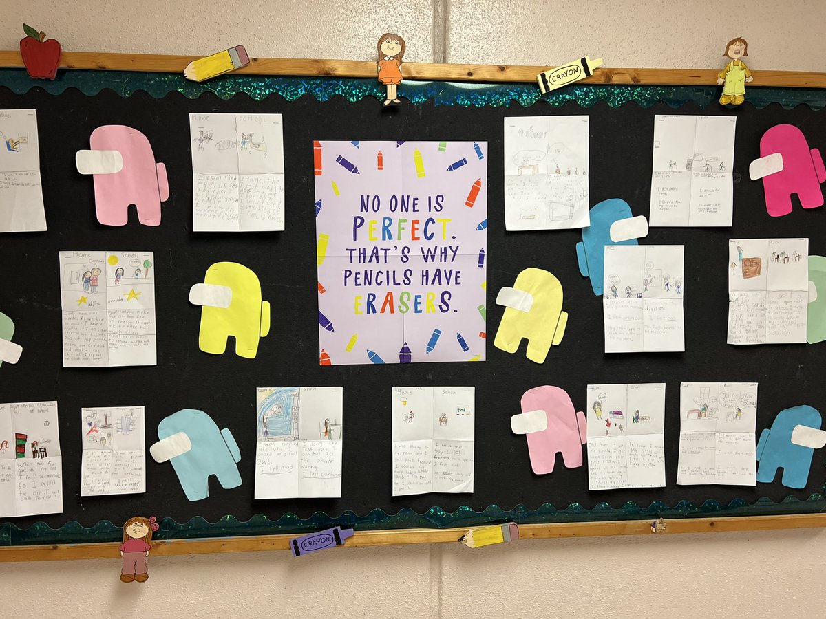 Ljuarez_IES's tweet photo. No one is perfect, I agree! We all make mistakes, but it’s what we learn from them that makes us stronger and wise💪🏼💡. Thank you for such a great message for our 3rd graders Ms. Funes! I ❤️ your bulletin board🥰. #WolfpackStrong🐺 #LeadWithYour❤️ #TeamSISD https://t.co/WKqrwVlCDv