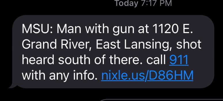 uhh…so much for that “msu is a safe campus” email - anyways stay safe #michiganstate #msu #activeshooter