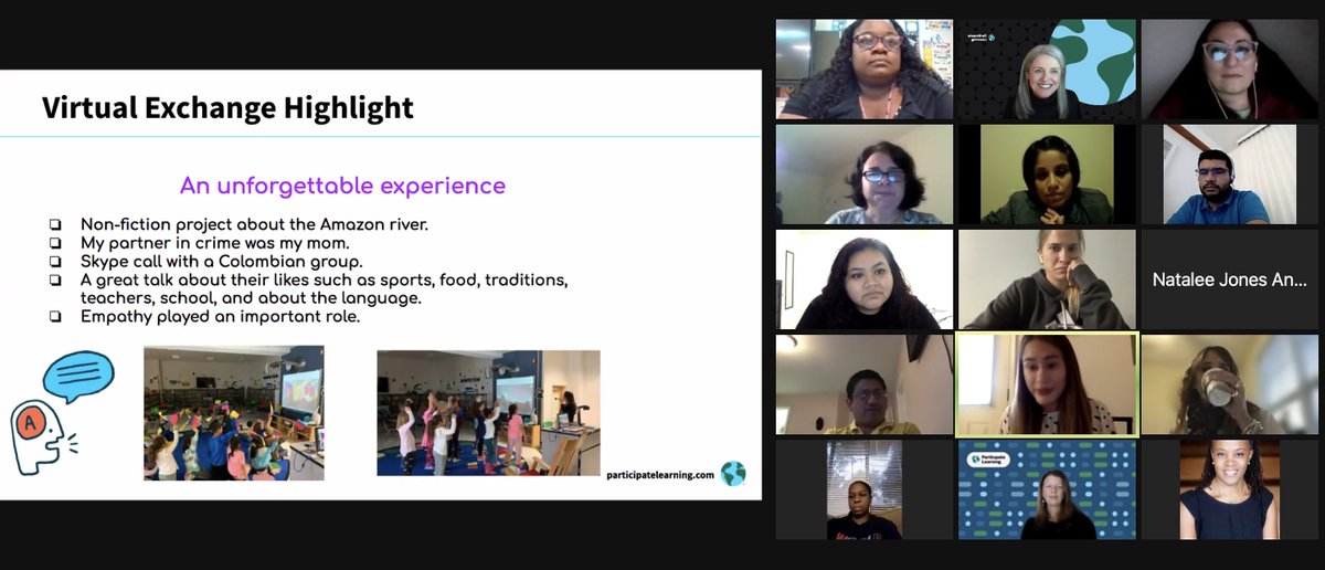 MicheleMacumber's tweet photo. What a wonderful hour full of ideas, inspiration, &amp; tips for planning engaging + successful cultural activities &amp; virtual exchanges! Cheers to our awesome @ParticipateLrng ambassadors who presented - @VoicilaElena @eimy9206gmailc1 @AnnJam4th....

#unitingourworld @ParticipateLrng https://t.co/Ultzonpasr