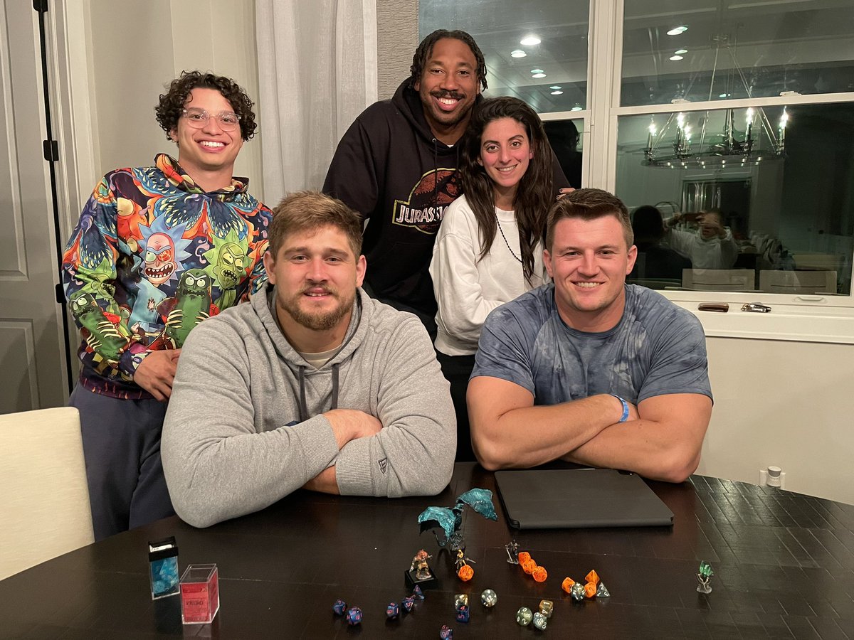 johnnystantoniv's tweet photo. Introducing “The Heathens” (and DM). Been fun introducing these guys to DnD. Who says jocks can’t be nerds too? https://t.co/UfcQfG9p4P