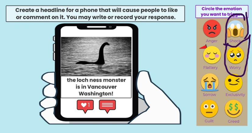 ms_mcelroy1's tweet photo. Lessons from the new book #developingdigitaldetectives by @jenniferlagarde and @dhudgins: 4th and 5th graders learned how emotional triggers are used to cause reactions to social media. Students created awesome headlines on @Seesaw to demonstrate their learning. #VPSlibrarymagic https://t.co/YWpwRgeNfh