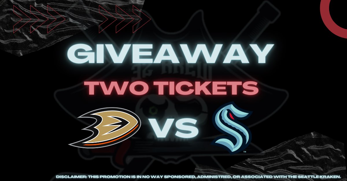 The32Krew's tweet photo. 🚨GIVEAWAY🚨

Two Tickets, Section 109 
Ducks vs Kraken, 11 Nov

📍: ♻️
⌚️: 7pm PT

~ Follow, ❤️, retweet, and tag a friend
~ Follow, ❤️, tag a friend for extra entry on IG
~ Transfer via email/phone #
~ Entries end 48hrs, winner selected 10 Nov

#SeaKraken #32Krew #RideTheWaves https://t.co/SDhBqBXXLs