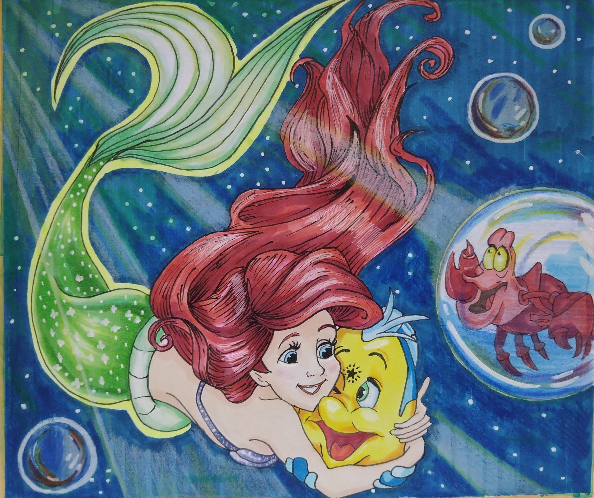 かさはんちょー リクエストもらってたリトルマーメイドを描いてみました プレゼント用でミニ色紙に描いてみたんですが描きやすかったです アリエル アリエルイラスト ディズニー T Co Ayas0gqab6 Twitter