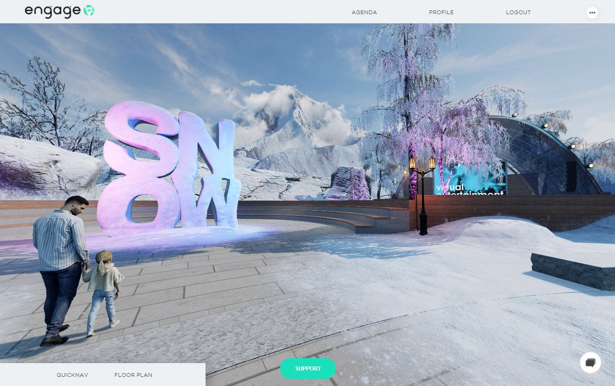 EngageVe's tweet photo. From unique holiday games to winter-themed happy hours, loads of engagement opportunities, and many exciting venues for streaming content, our new Winter Wonderland virtual event venue has it all. https://t.co/Vb844Y7LoN https://t.co/1tv2zHdYRs