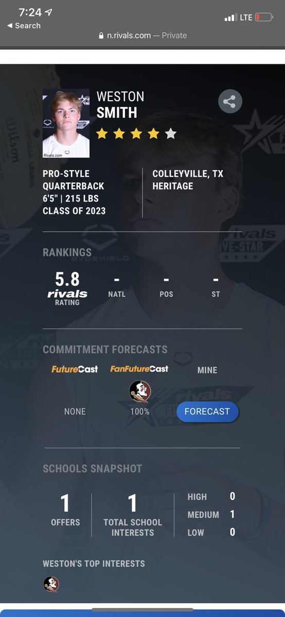 westsmith_'s tweet photo. Thank you @Rivals for making me a 4⭐️ !! @samspiegs @steveclarkson https://t.co/JHKt5ZMpzk