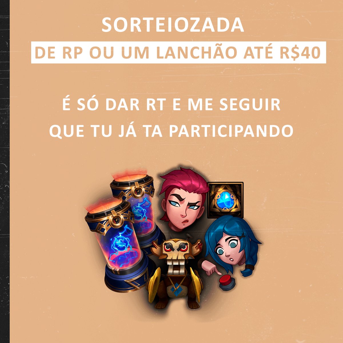 O aniversário amanhã é meu, mas quem ganham são vocês.

Vou sortear RP ou um lanchão de até R$40 pro vencedor. Claro que se a pessoa ganhar e quiser pra botar bagulho no Valorant ou no Wild Rift tbm vale.

Só precisa dar RT e ta me seguindo ai

REI DO PAINT
