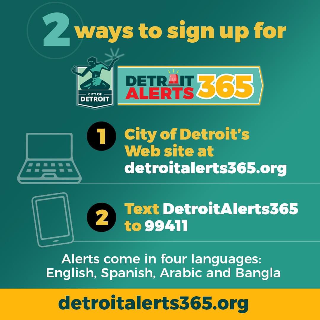 BPDetroit's tweet photo. The new @CityofDetroit emergency notification system. Sign up and download the app. https://t.co/YnLI28KlYJ. https://t.co/0gX7LV8Spe