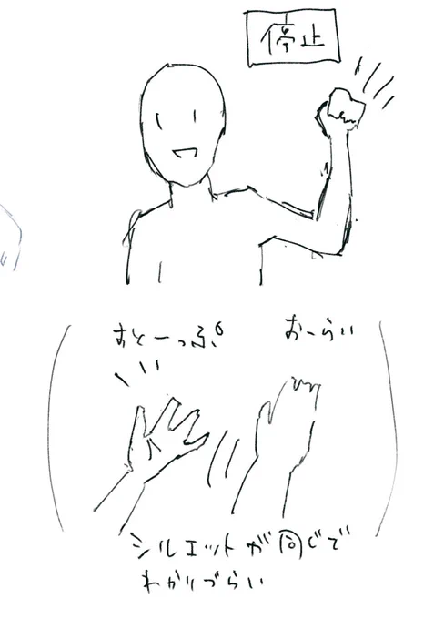 ミリタリ等界隈で使われている停止等を表す、ぐーのハンドサイン、車の誘導でも普及してほしい。
(視認性がとても良い 
