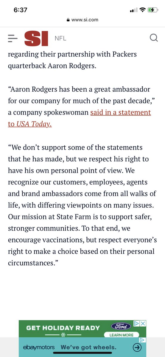 GoglioKyle's tweet photo. @PatMcAfeeShow if everyone had the same stance as State Farm this world would be a much better place. https://t.co/mHPIfjWdAy