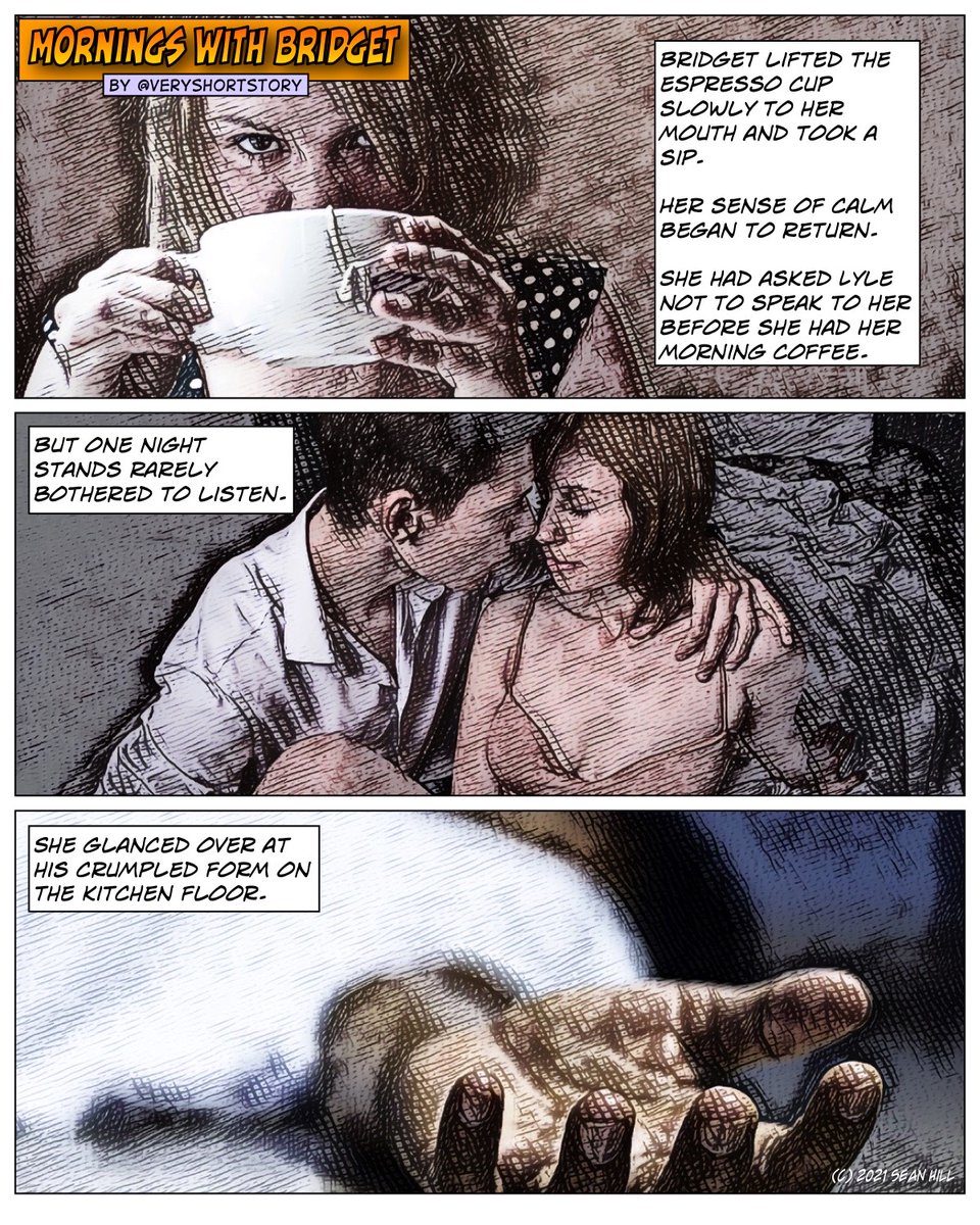 VeryShortStory's tweet photo. ### 
Mornings with Bridget - 3 Panel
I'm trying out some of my stories in visual formats. I'll be posting on instagram https://t.co/lxU5QtG9EB

And if you want to follow along with my creative process behind the scenes you can follow me on Patreon https://t.co/PGIaVstOdQ
### https://t.co/ndbWGZdBMM