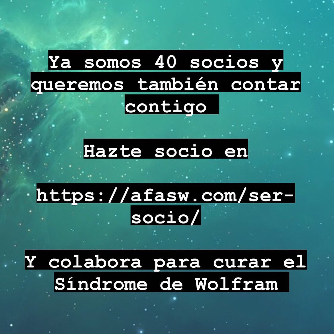 afasw_wolfram's tweet photo. Queremos contar contigo. Hazte socio de AFASW en https://t.co/hLKeNtLnpp y colabora para curar el Síndrome de Wolfram #afasw #wolframsyndrome https://t.co/9kPioSn1mJ