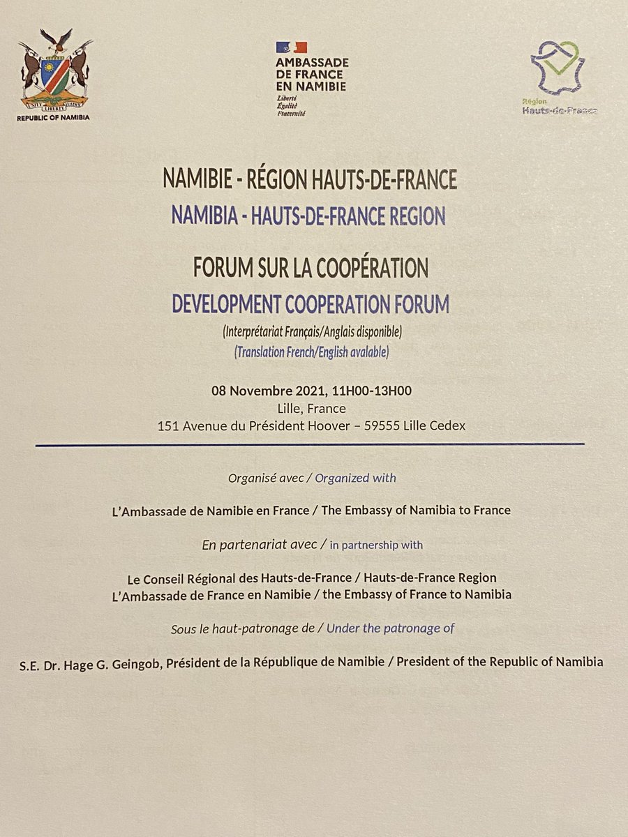 Participation du Comptoir du Plant SAS à la table ronde sur les coopérations économiques dans l’agroalimentaire entre les Hauts-de-France et la Namibie en présence du président de la république de Namibie S.E Dr. Hage G. Geingob, des Ambassadeurs et de Valérie Létard Sénatrice.