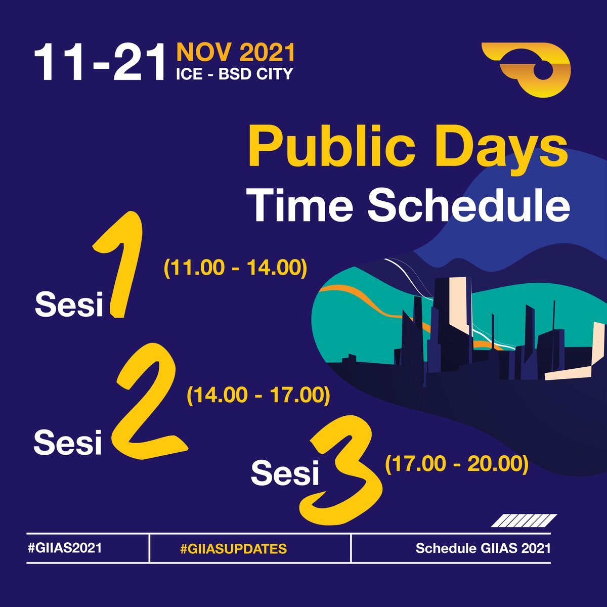 vradiofm's tweet photo. #SahabatGIIAS, sebentar lagi, GIIAS akan segera kembali!
Perhatikan tanggal dan sesi kunjungan yang dipilih, pastikan mengisi sesuai tanggal dan waktu yang kamu rencanakan, ya!
Sampai jumpa di GIIAS 2021!
11 - 21 November 2021
ICE, BSD City, Kab. Tangerang
#GLOBALRADIOXGIIAS https://t.co/PiQW44Bq87