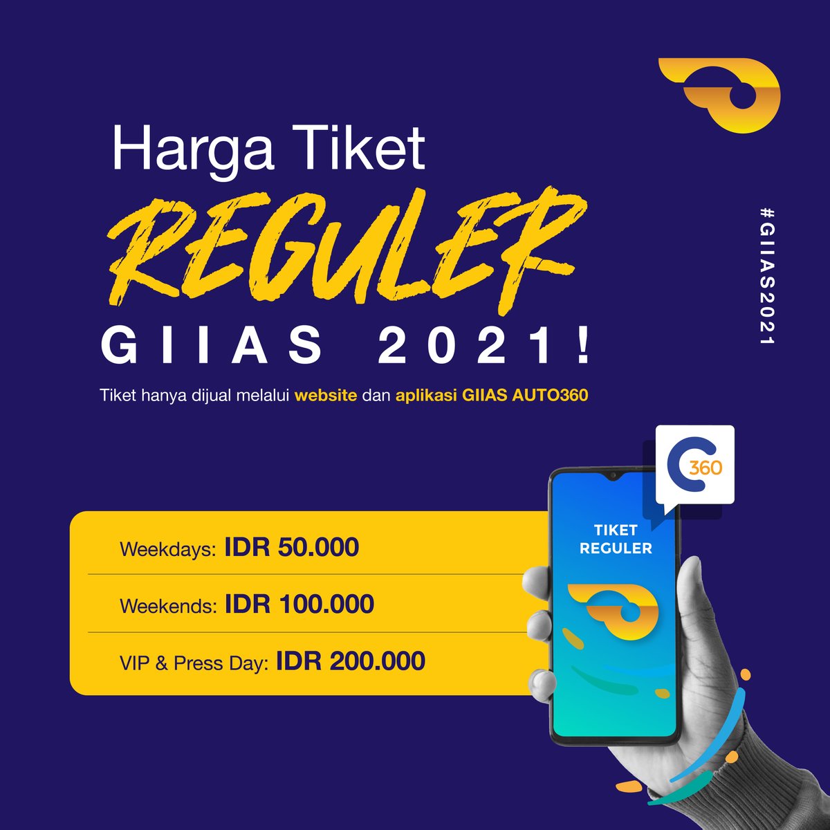 884GlobalRadio's tweet photo. #SahabatGIIAS, penjualan tiket Reguler GIIAS 2021 sudah dimulai!
Download Aplikasi GIIAS Auto360 sekarang.
Sampai jumpa di GIIAS 2021!
11 - 21 November 2021
ICE, BSD City, Kab. Tangerang
#GIIAS2021 #GAIKINDO #PameranMobil #AmanNyamanKeGIIAS #AstraFinancial https://t.co/qy71rhy7n1